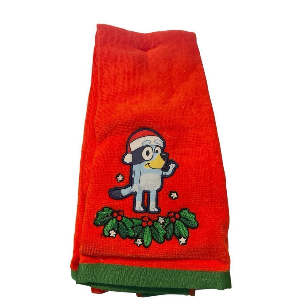 2 Pack BLUEY Holiday Christmas Hand Towels 15 in x 25 in - NWT